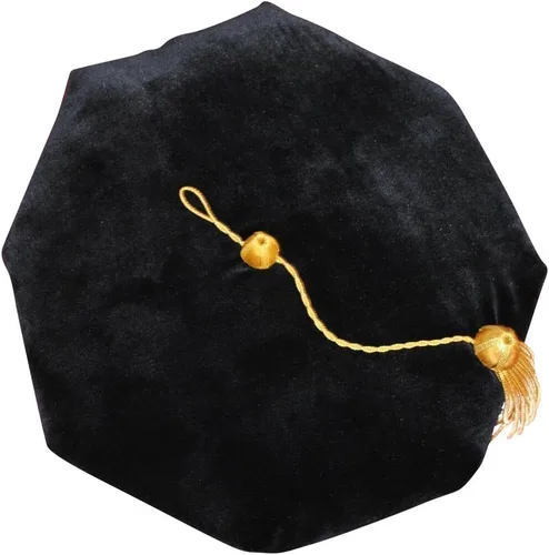 Miniatura 2 de Newrara Graduación Doctoral Tam 8 caras/6 caras con borla de lingotes de oro, terciopelo negro