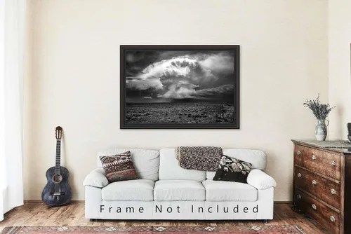 Miniatura 5 de Impresión fotográfica de tormenta (sin marco) Imagen en blanco y negro de Supercell Tormenta de tormenta sobre altas llanuras de Oklahoma Panhandle