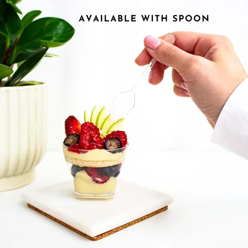 Miniatura 4 de Paquete de 48 vasos pequeños de 3 onzas para postre de ron, de grado profesional, reciclable, transparente, duradero, desechable, para bodas