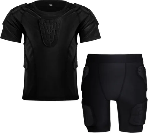 Hotfiary Pantalones cortos de compresión acolchados para jóvenes, protector de pecho de costilla de fútbol, almohadillas protectoras para patinaje y