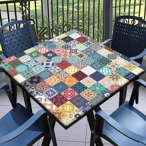 Miniatura 29 de Round Fitted Tablecloth with Elastic Outdoor Table Cover Round Elastic Tablecloths for Tables Waterproof Wipeable Table Cloths for