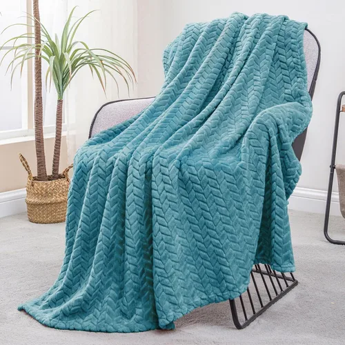 Miniatura 30 de Exclusivo Mezcla - Manta de forro polar tamaño individual para cama, 90x66 pulgadas, mantas suaves y acogedoras de franela jacquard, ligeras y Verde