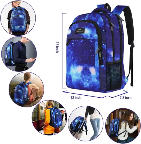 Miniatura 7 de MATEIN - Mochila escolar unisex, antirrobo, para universidad o escuela, compartimento para laptop, puerto de carga USB, resistente al agua, delgada