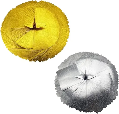 Origamipolly 200 hojas de papel de origami doradas, 6 x 6 pulgadas, cuadradas, acabado metálico, perfectas para manualidades y álbumes de recortes