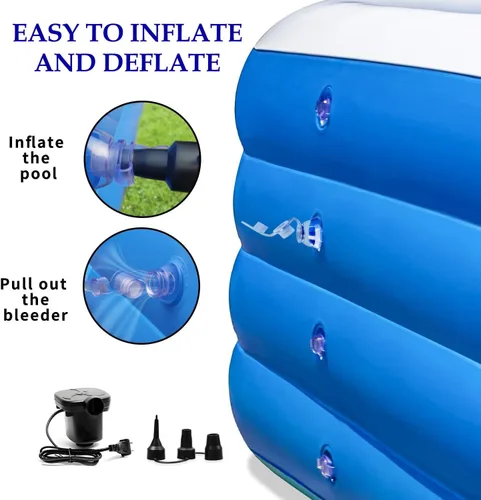 Miniatura 4 de Piscina inflable, 79 x 58 x 29 pulgadas, piscinas inflables grandes de tamaño completo, piscinas gruesas duraderas para exteriores, jardín, patio