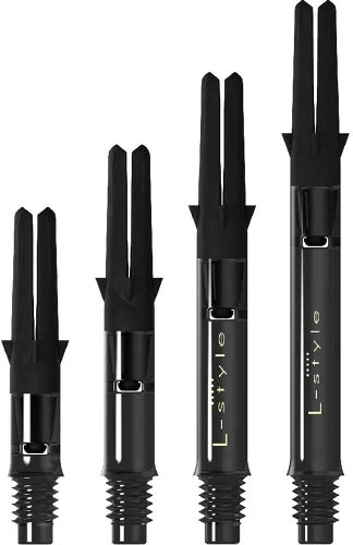 LSTYLE Cañas de dardos en L de carbono – Silenciosas (giran) – Negro transparente 330 (largo)