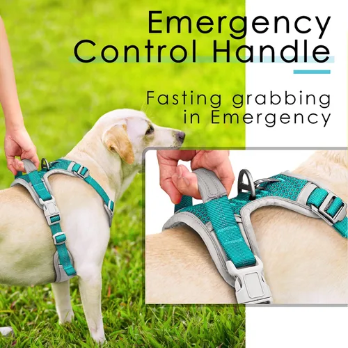Miniatura 3 de ThinkPet Arnés deportivo transpirable, antitirones para perro, con asa, arnés reflectante y ajustable para perros medianos o grandes, clip trasero