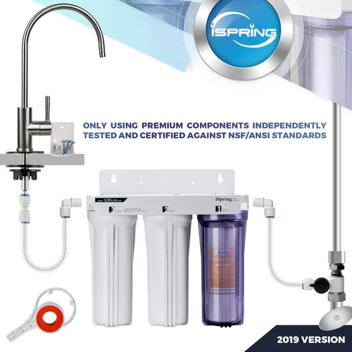 Miniatura 3 de iSpring Sistema de filtración de agua US31 clásico de 3 etapas para debajo del fregadero y cartuchos de repuesto universales F3CTO de 10 pulgadas