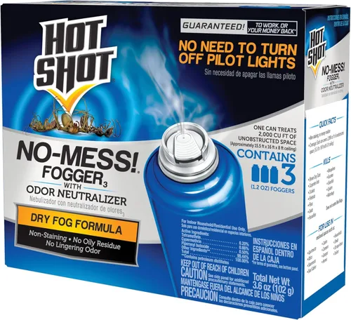 Hot Shot ¡No-Mess! Nebulizador con Neutralizador de Olores 3 Unidades - Latas de 1.2 Onzas, Mata Insectos Ocultos, No Necesita Apagar las Luces