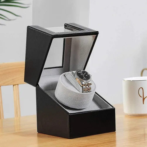 Miniatura 7 de Automatic Single Watch Winder with Quiet Japanese Motor,AC Adapter or Battery Powered,Premium Leather Exterior and Soft Flexible Watch Pillows for