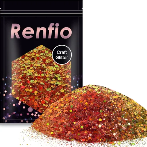 Miniatura 16 de Renfio Chameleon Purpurina Gruesa con Brillo, Juego de Purpurina de Resina de 16 Colores que Cambian de Color, Cada uno 10g/0.35oz, Copos