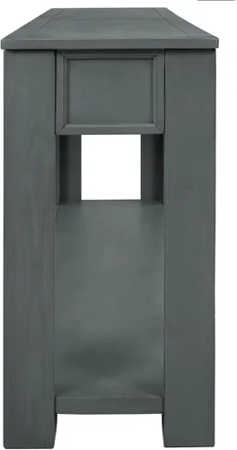 Miniatura 8 de Merax Mesa consola de 63 pulgadas con 4 cajones, mesa de entrada de 2 niveles con estante de almacenamiento, mesa de sofá larga para entrada, Azul