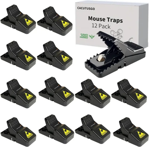 Trampa reutilizable para ratones para interiores, paquete de 12 unidades, dispositivo de control de roedores de plástico fácil de configurar para
