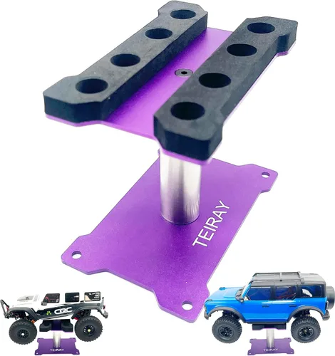 Miniatura 9 de Soporte de trabajo para automóvil a control remoto, estación de trabajo de reparación de aluminio de 360 grados de altura de rotación para 1/16 1/18