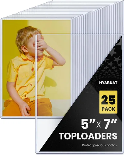 Toploader de 5 x 7 – Protectores de fotos rígidos transparentes para tus recuerdos preciosos – Fundas de plástico duro duraderas, paquete de 25