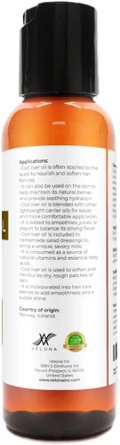 Miniatura 4 de velona Aceite de hígado de bacalao – 2 onzas líquidas 1,000A/100D UI/g Omega 3 Vitaminas A y D3 Aceite nórdico de origen sostenible del Ártico