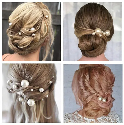 Miniatura 4 de inSowni Paquete de 26 peines laterales dorados para bodas y novias+horquillas en forma de U, pasadores para el cabello, pasadores de hojas, flores