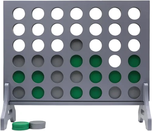 Miniatura 79 de Juego gigante 4 en una fila para familia y adultos – Tailgating Pros Jumbo de madera gris cuatro en una fila juego de patio para interiores