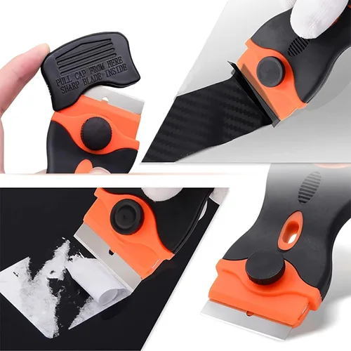 Miniatura 2 de Rascador de hoja de afeitar, herramienta 2 en 1 de doble filo con 20 cuchillas de afeitar, raspador multiusos de limpieza de pintura para vidrio