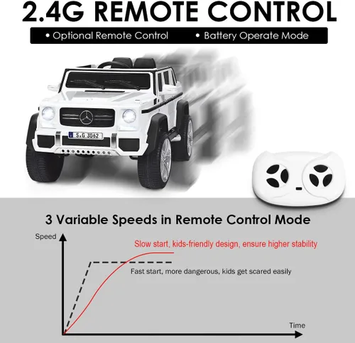 Miniatura 3 de HONEY JOY vehículo eléctrico para paseo con licencia Mercedes-Benz Maybach G650, batería de 12 V, con control remoto, luces LED, música, arranque