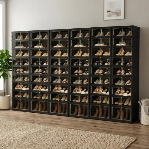 Miniatura 25 de Organizador de Zapatos Plegable Caja de Almacenamiento, Estante de Zapatos Plegable Portátil Extra Grande para Closet, Caja de Almacenamiento