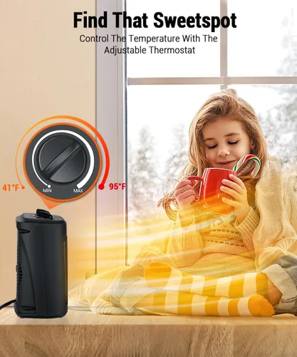 Miniatura 6 de KopBeau – Calentador de espacio para uso en interiores, calentador de torre portátil eléctrico de 1500W con termostato y temporizador, calentador