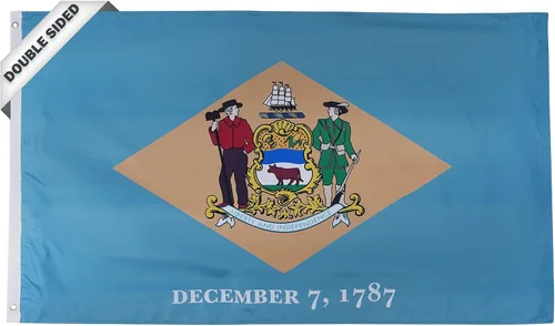 Miniatura 21 de SYII Bandera del estado de Alabama de 3 x 5 pies, banderas de 3 capas de doble cara del estado de Delaware con 2 ojales de latón y cabecera de lona