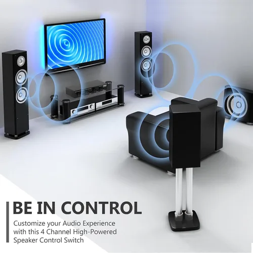 Miniatura 6 de Pyle Selector de Altavoces Estéreo de Alta Potencia de 4 Canales con Control de Volumen - Construcción de Carcasa Resistente y Duradera, Disipador