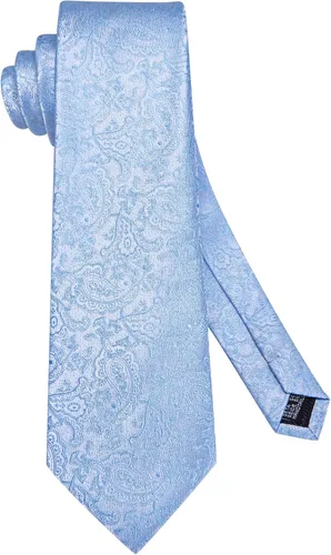 Miniatura 31 de Hi-Tie Corbatas de seda para hombre, diseño de cachemira a rayas, con bolsillo, gemelos cuadrados, conjunto formal de negocios