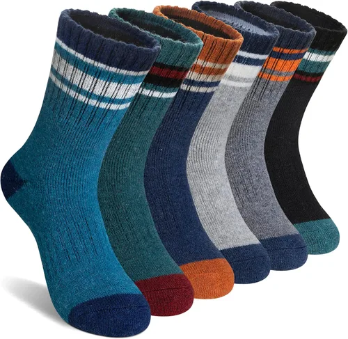 Miniatura 11 de Calcetines de senderismo de lana merino para niños y niñas, calcetines térmicos cálidos para botas de invierno, 6 pares