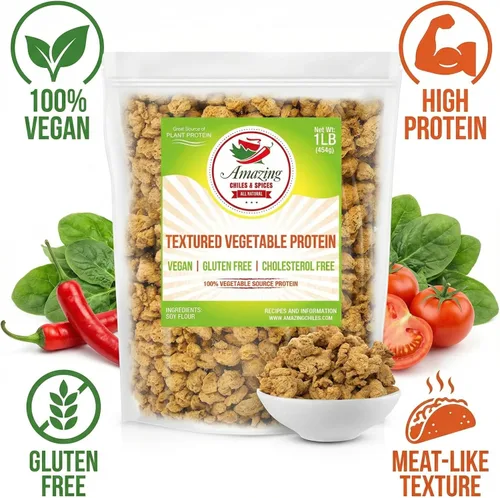 Miniatura 8 de Proteína Vegetal Texturizada (TVP), Sin Sabor, Bolsa de 1 lb, Trozos de Proteína Vegana Natural a Base de Plantas, Migas Sin OGM y Sin Gluten, Sin