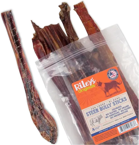 Miniatura 10 de Riley's Steer Bully Sticks para perros pequeños a medianos – Premio para perros de un solo ingrediente, fácilmente digeribles, 100% palitos de carne