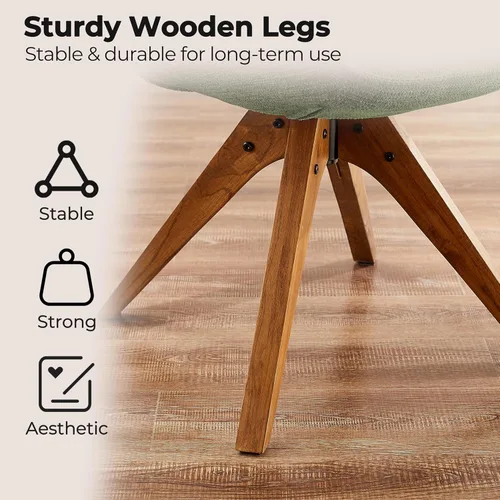 Miniatura 3 de Zouron Silla de Acento Moderna de Mediados de Siglo con Patas de Madera, Silla de Escritorio Giratoria Sin Ruedas, Sillón Lateral Tapizado Silla