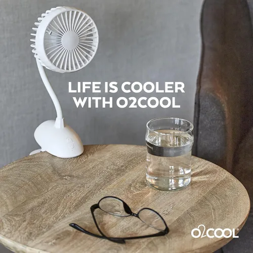 Miniatura 8 de O2COOL Ventilador de clip de batería USB recargable de 5 pulgadas, ventilador ajustable con 3 velocidades, cuello ajustable, cuello de cisne largo