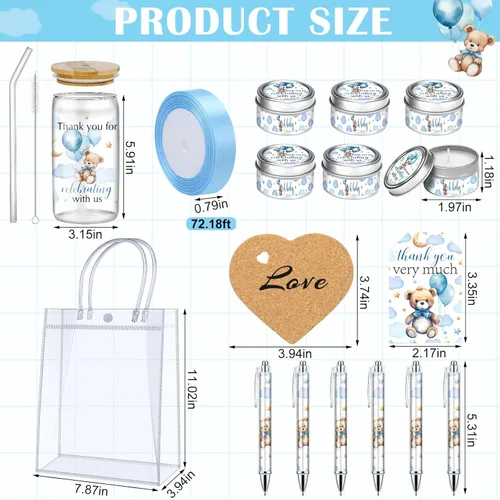 Miniatura 3 de MotiMind 6 Juegos de Premios de Oso para Baby Shower para Jugadores de Juegos Ganadores de Baby Shower Regalos para Invitados Globo Azul Oso Vela