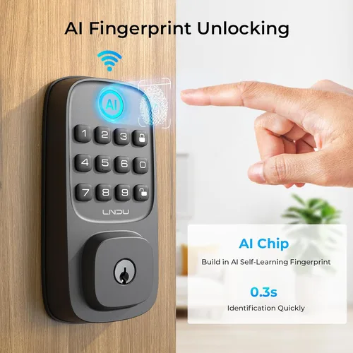 Miniatura 5 de Cerraduras de puerta inteligentes WiFi para cerradura de puerta delantera con 2 palancas, cerradura de puerta con teclado de entrada sin llave