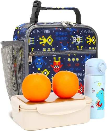 Miniatura 6 de FlowFly Lonchera para niños, bolsa suave aislada, mini hielera para el regreso a clases, kit de bolsa térmica para comidas, para niñas, niños, robot
