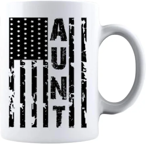 Kropsis Taza de café de cerámica con diseño de bandera americana para familiares y amigos, color blanco