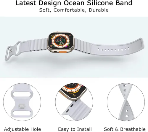 Miniatura 2 de Correas de silicona compatibles con Apple Watch Band Ultra de 1.929 in 1.811 in 1.772 in 1.732 in 1.614 in 1.496 in 1.575 in 1.654 in para mujeres
