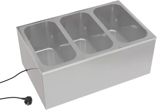 Miniatura 3 de KoolMore Calentador de alimentos comercial Bain Marie para encimera, estación de sopa y servidor de mesa de buffet con tres secciones para servir