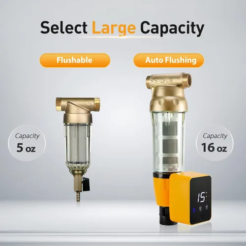 Miniatura 2 de iSpring WSP50ARB - Filtro de agua de sedimentos giratorio, reutilizable con módulo de descarga automática de pantalla táctil y raspador de carcasa