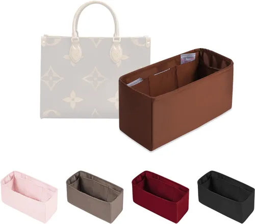 Miniatura 12 de Organizador de bolso para Onthego, inserto de bolsa sedoso, moldeador de bolso ligero para mujer, múltiples bolsillos de material satinado, uso