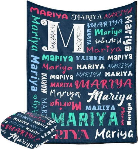 Miniatura 11 de M YESCUSTOM Mantas de bebé personalizadas, manta de bebé personalizada con texto y nombre para niños y niñas, manta azul, regalo para cumpleaños