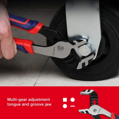 Miniatura 6 de WORKPRO Alicates para juntas de ranura de 10 pulgadas, alicates de bomba ajustables de 7 posiciones, capacidad de mandíbula de 2 pulgadas, acero