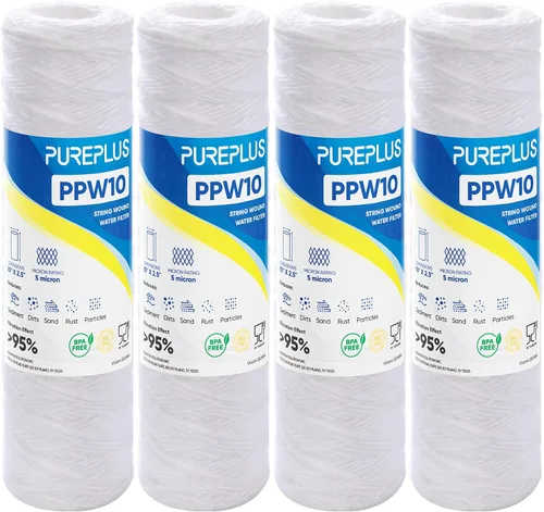 PUREPLUS Filtro de sedimentos para heridas de cuerda para toda la casa de 5 micrones de 10 x 2.5 pulgadas para agua de pozo, cartucho de repuesto