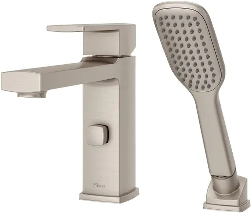 Miniatura 6 de Pfister RT6-2DAC Deckard - Grifo de bañera romana de 2 agujeros con ducha de mano, cromo pulido