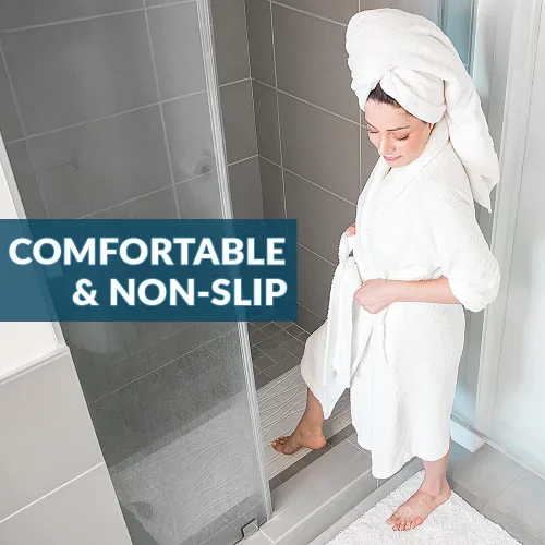 Miniatura 4 de ComfiLife Tapete de baño para bañera y ducha, antideslizante, extra grande, con orificios de drenaje y ventosas, tapetes de goma lavables a máquina