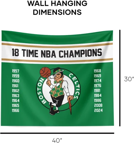 Miniatura 6 de Northwest 2024 NBA Champions Boston Celtics - Tapiz para colgar en la pared, 34 x 40 pulgadas, tela de poliéster tejida, arte decorativo