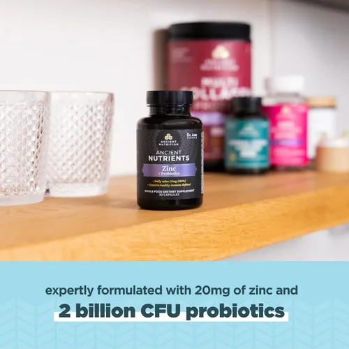 Miniatura 4 de Suplemento de probióticos y zinc de Ancient Nutrition, apoya el sistema inmunológico saludable y la salud intestinal, fabricado sin OMG, suplemento