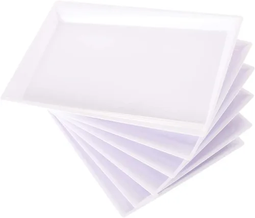 Miniatura 8 de Supernal Paquete de 12 bandejas de plástico negro para servir, bandejas de plástico de 15 x 10 pulgadas, bandeja de plástico de comida rápida